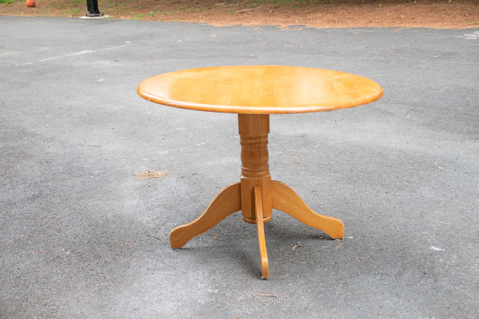 thrifted pedestal table