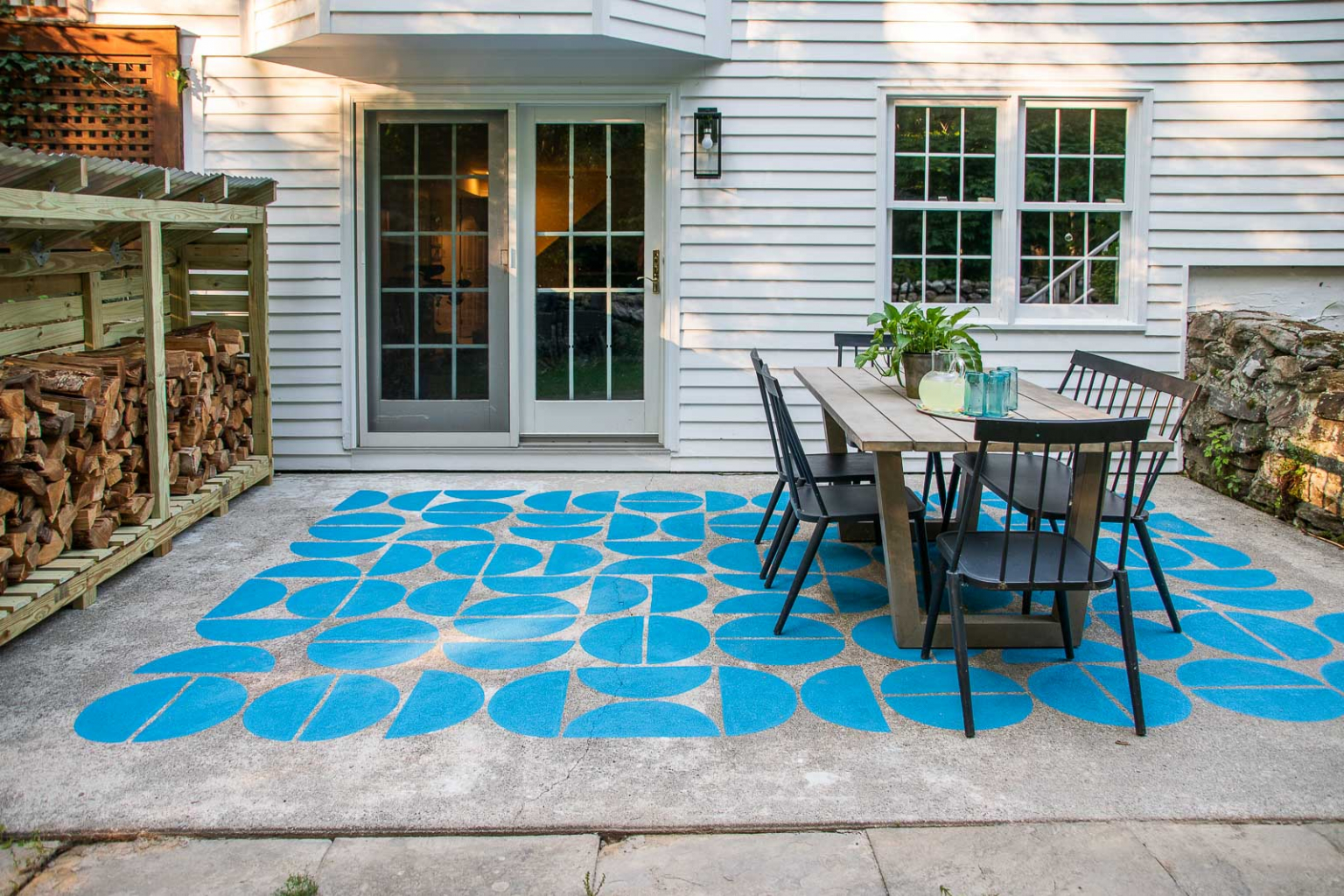 Graphic Painted Concrete Patio At Charlotte's House