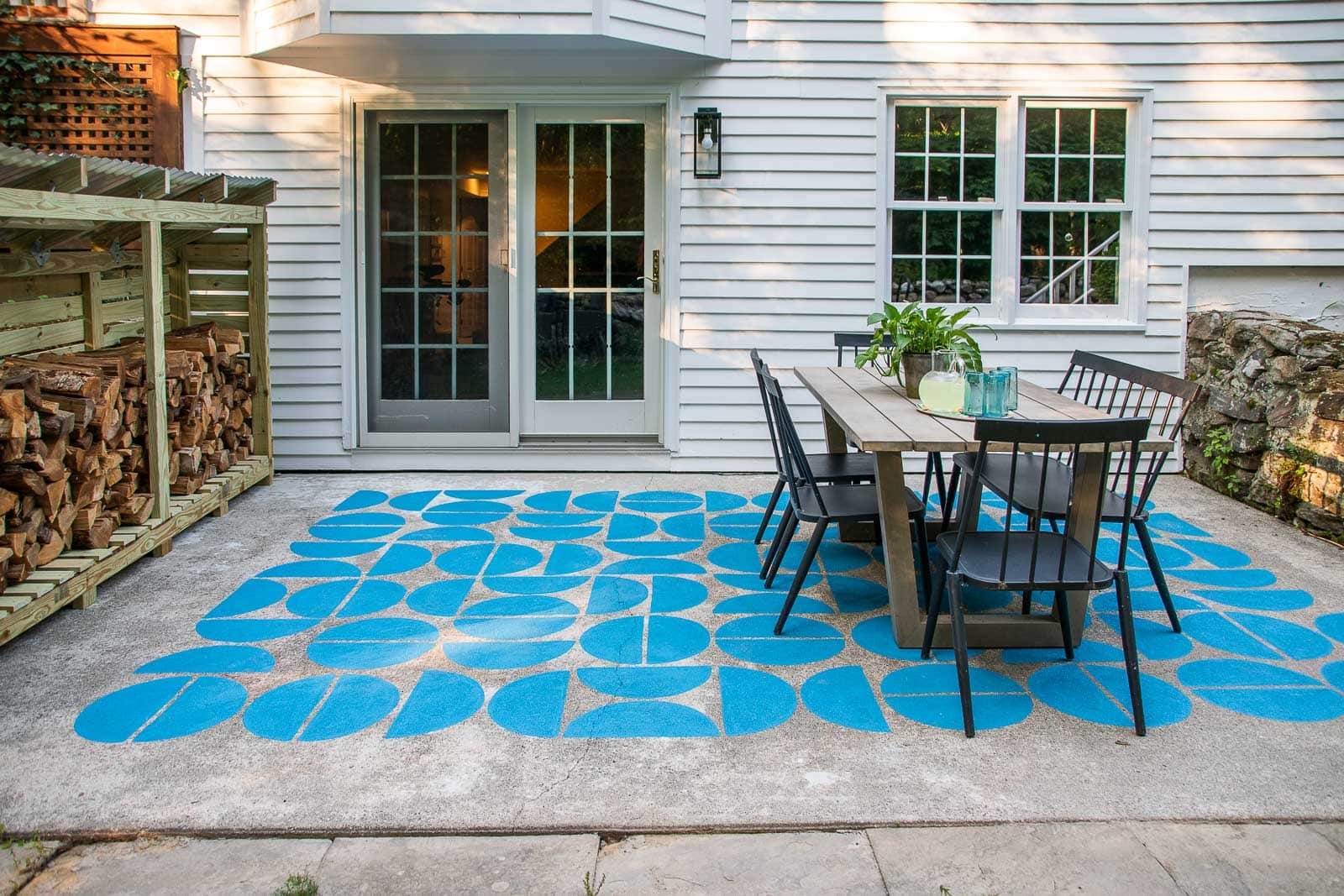 Graphic Painted Concrete Patio