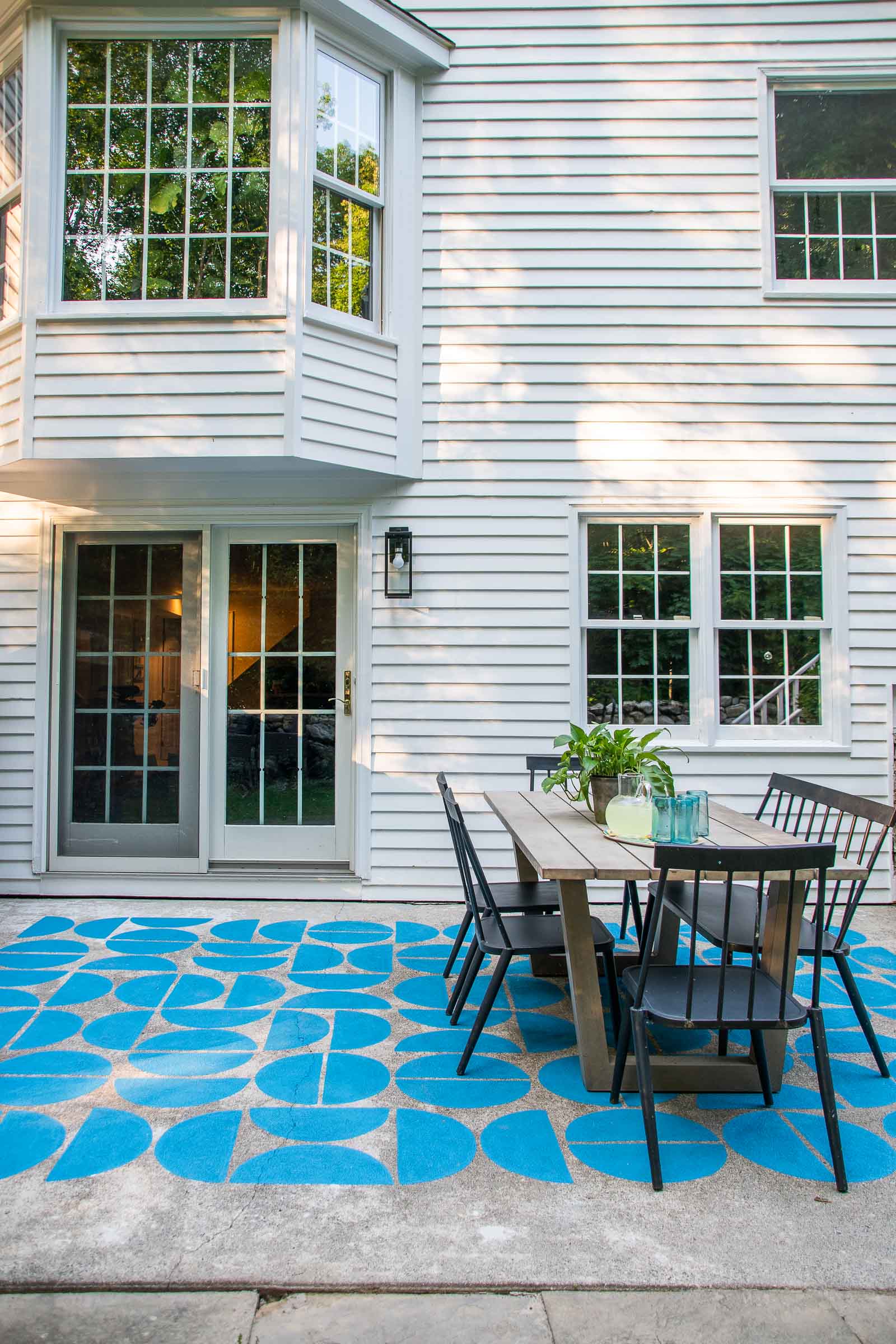 graphic painted concrete patio