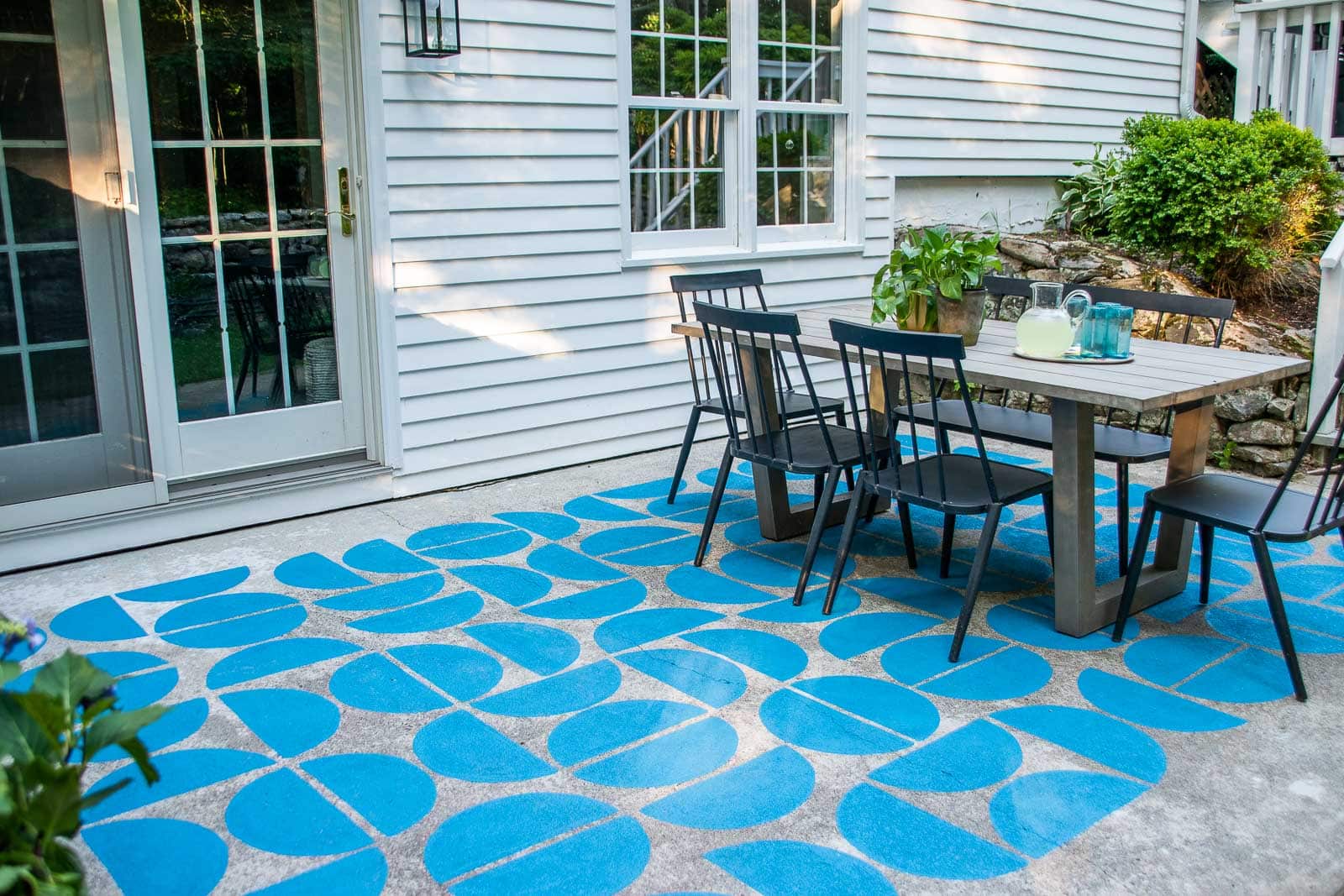 graphic painted concrete patio