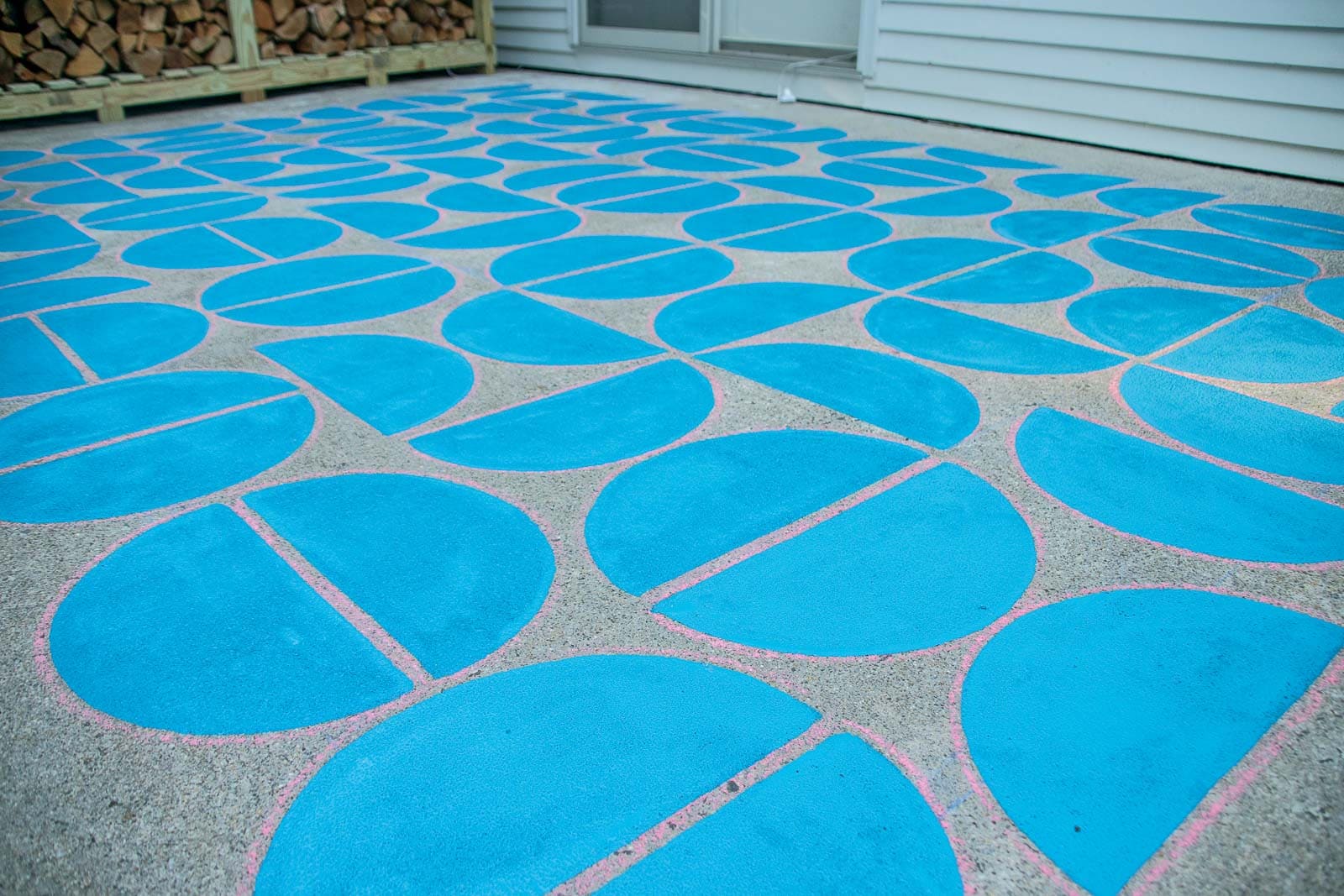 graphic painted concrete patio