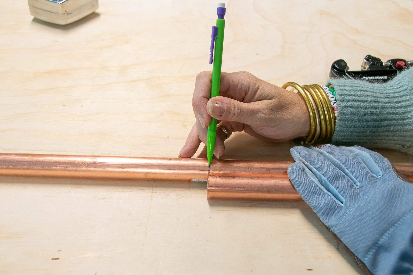 measure and cut the copper pipe