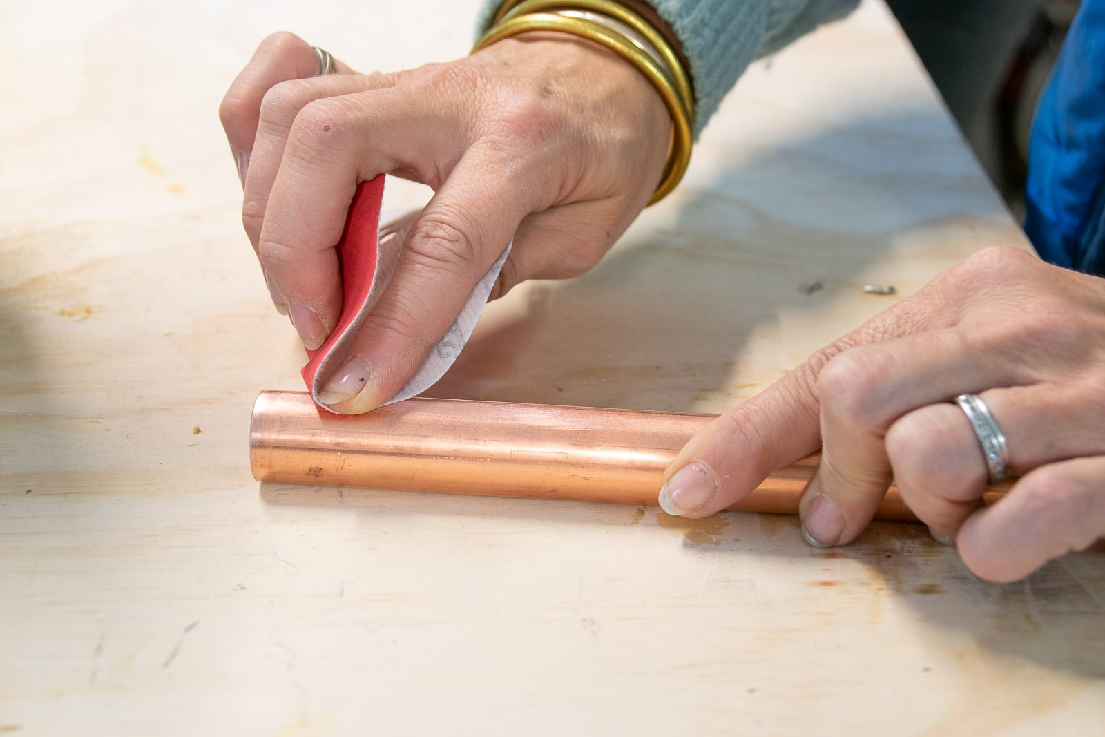 Copper shop pipe sander