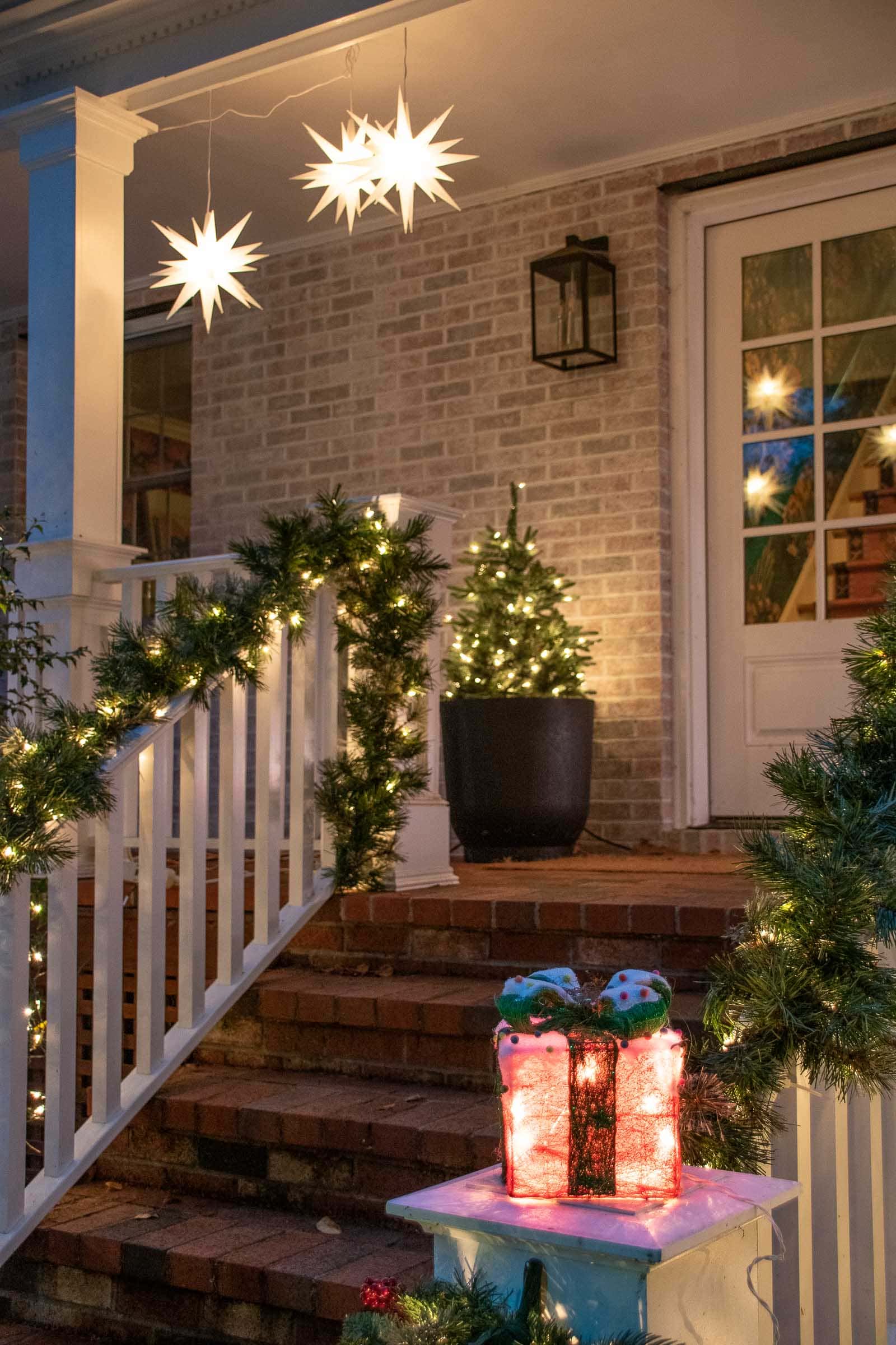 Outdoor porch shop christmas lights