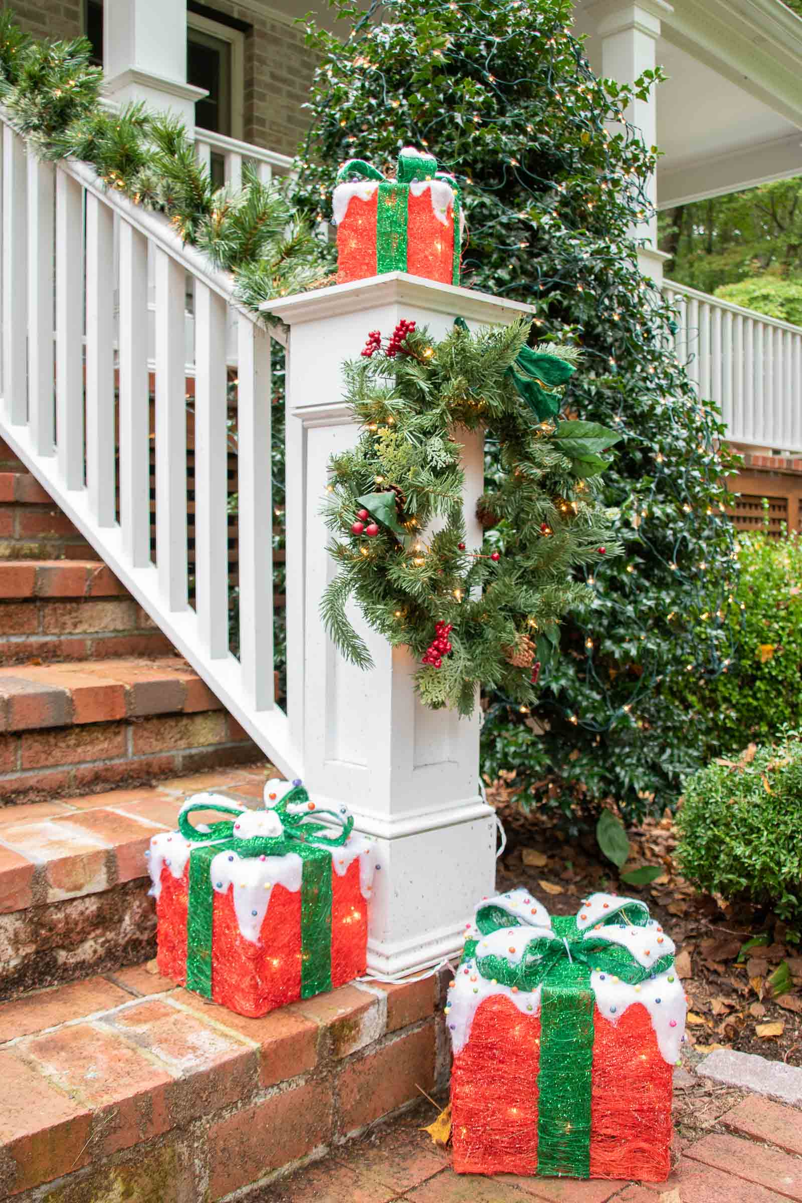 Christmas porch on sale railing decorations