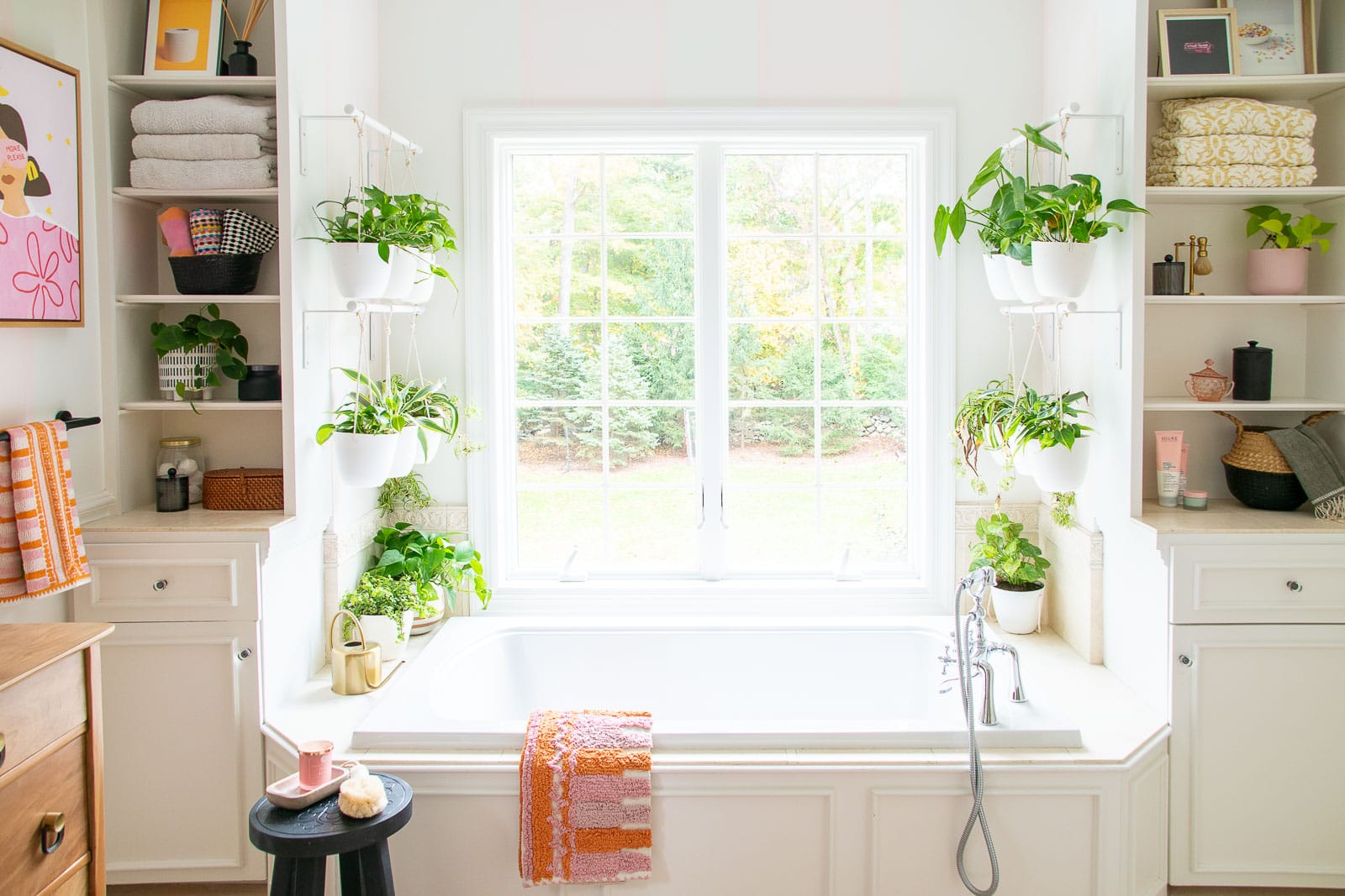 hanging plants on DIY racks