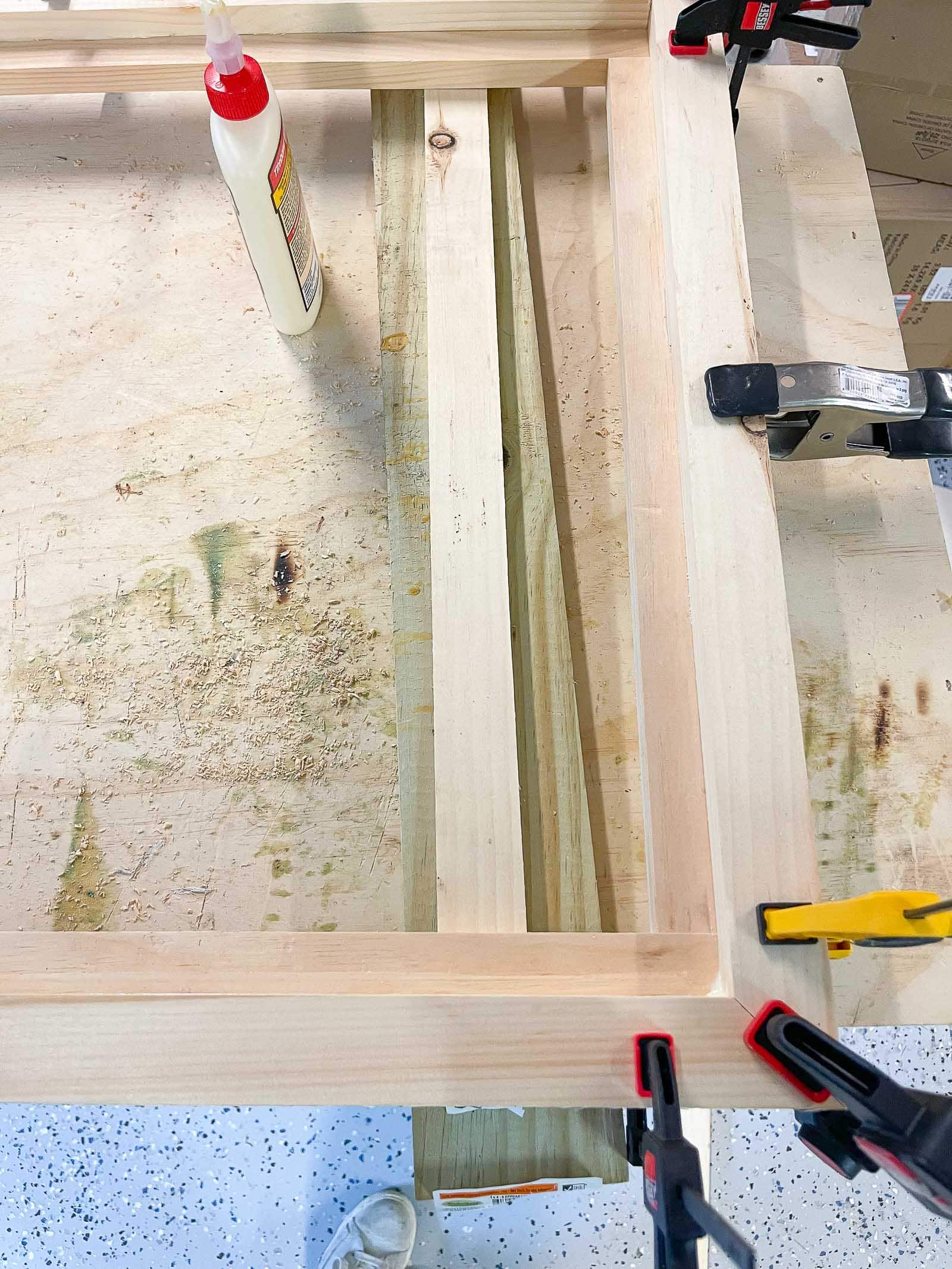 layering wood to make a frame