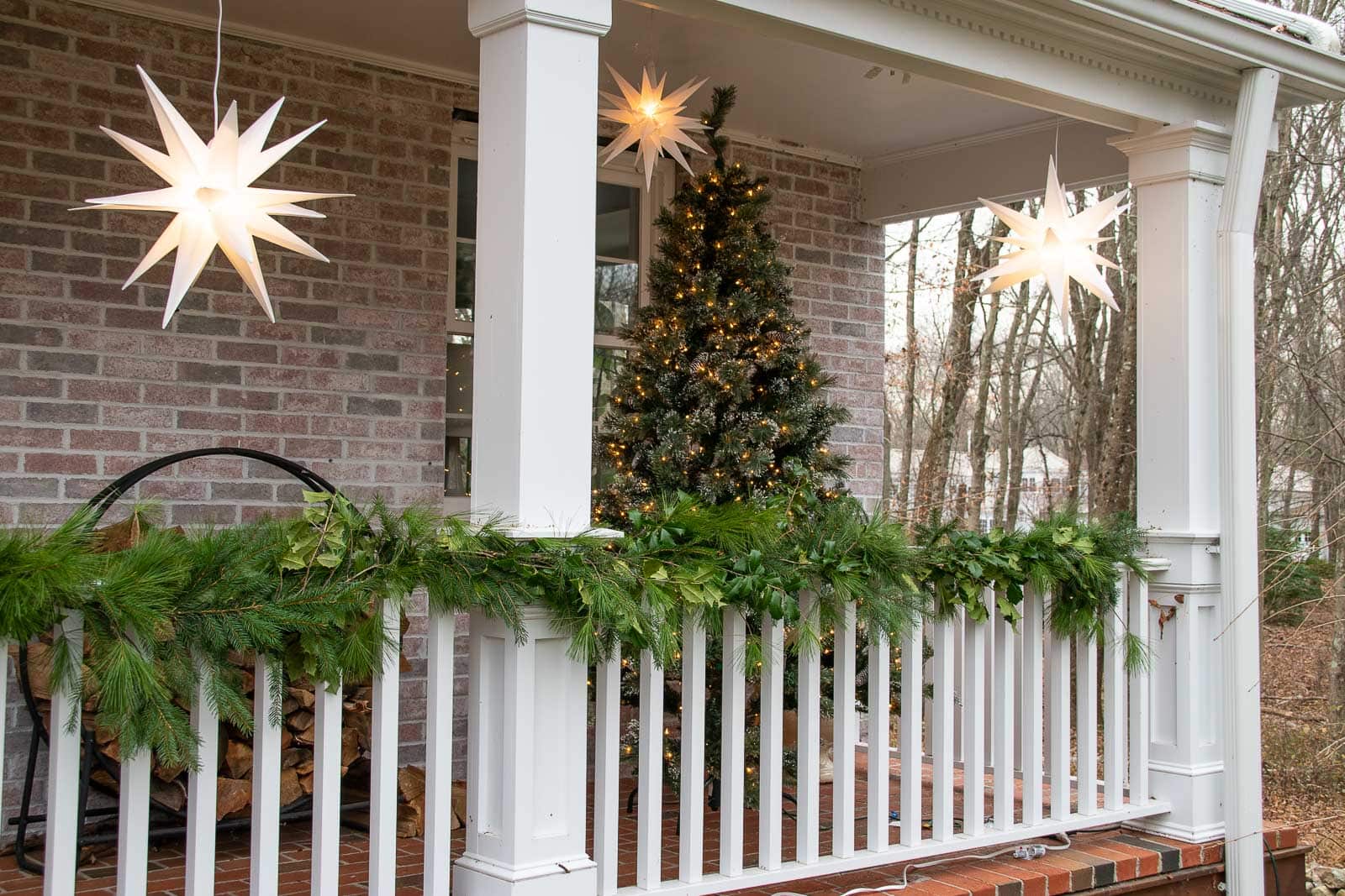 garland christmas porch railing decorations