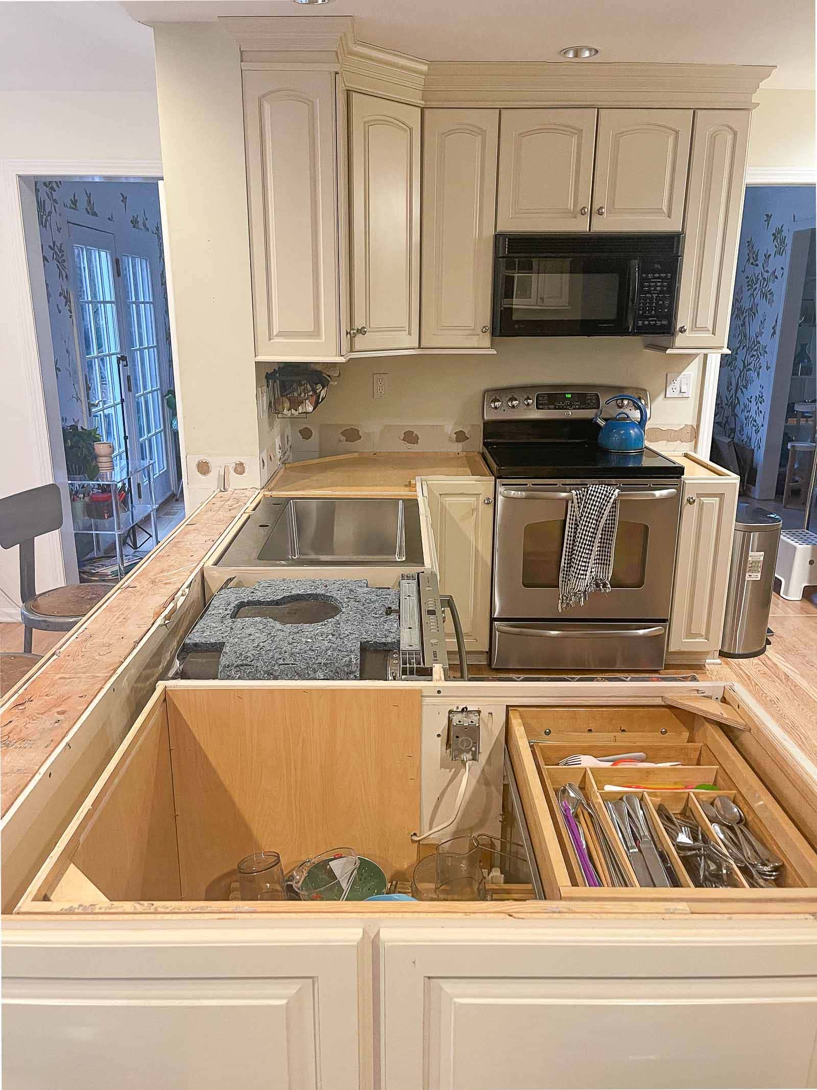 sink retrofitted in old cabinets