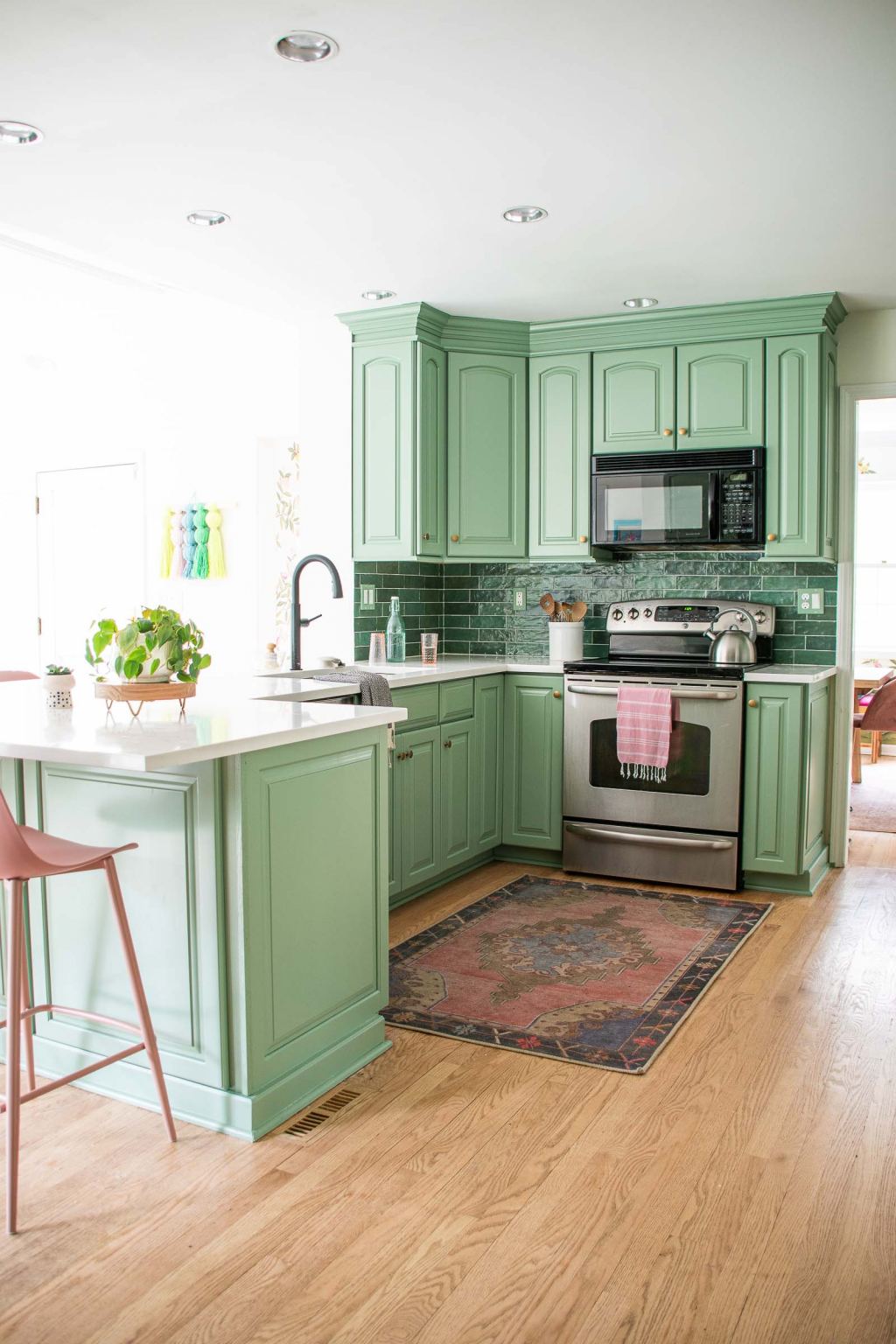 Vibrant Green Kitchen Makeover - At Charlotte's House