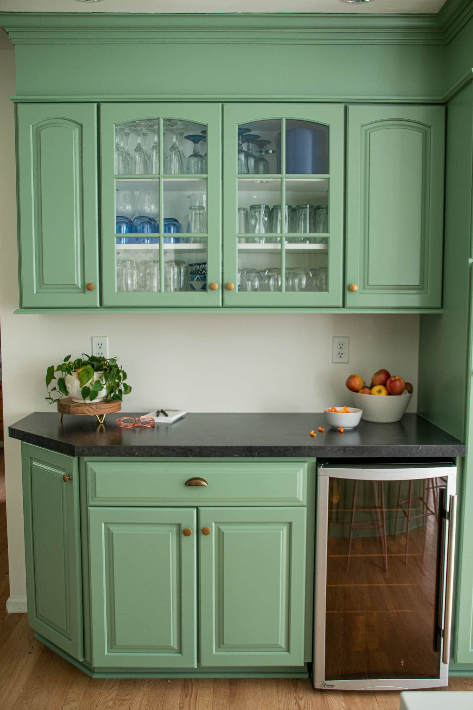colorful green kitchen makeover reveal
