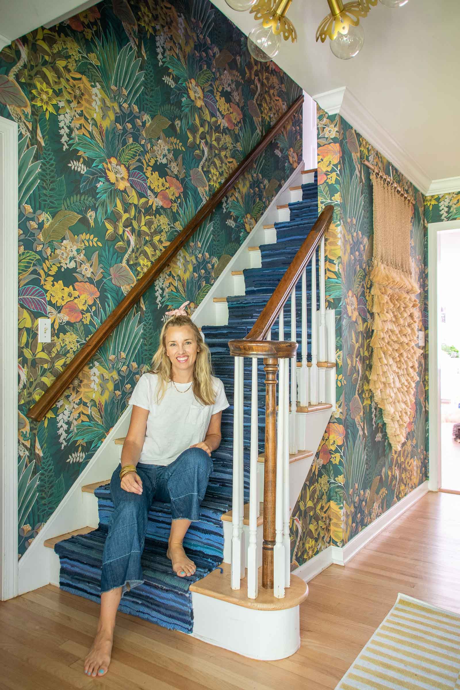 Entryway Decor and Wallpapered Ceiling  A Beautiful Mess