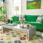 striped painted coffee table