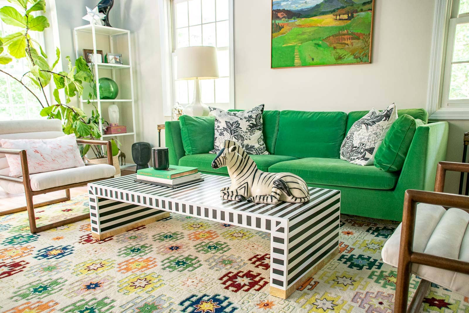 striped painted coffee table