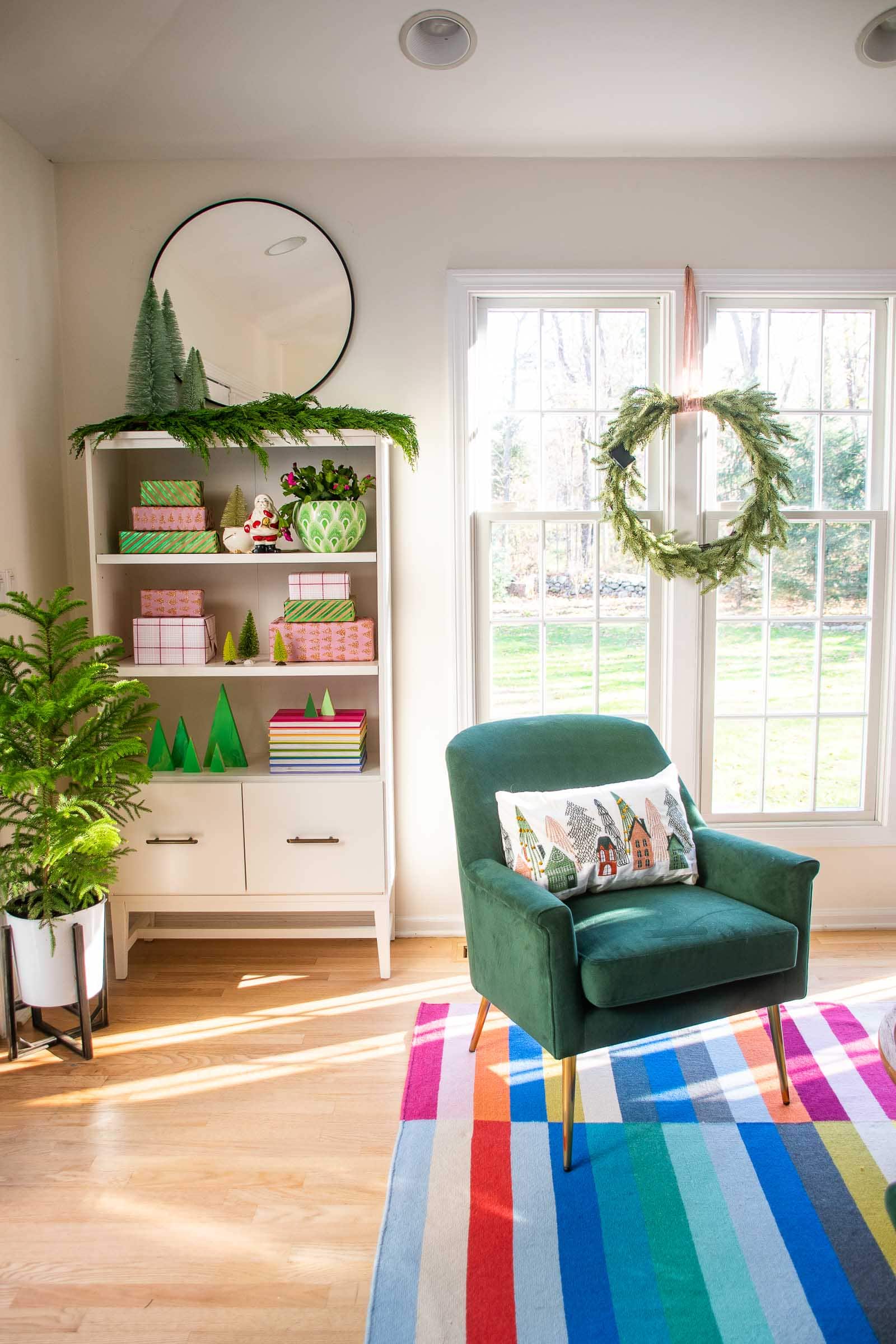 colorful sunroom makeover green chair