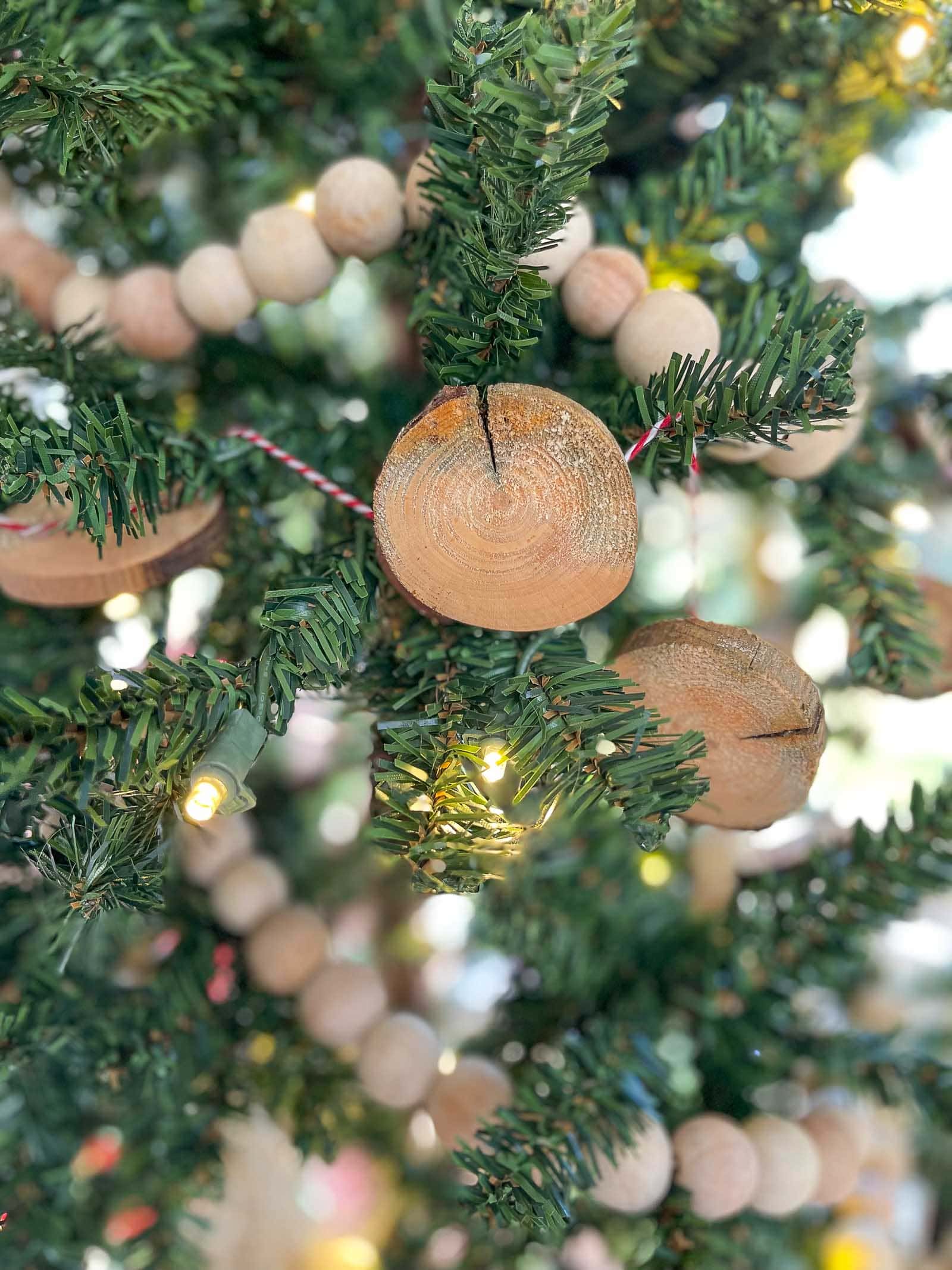 wooden sliced ornament garland