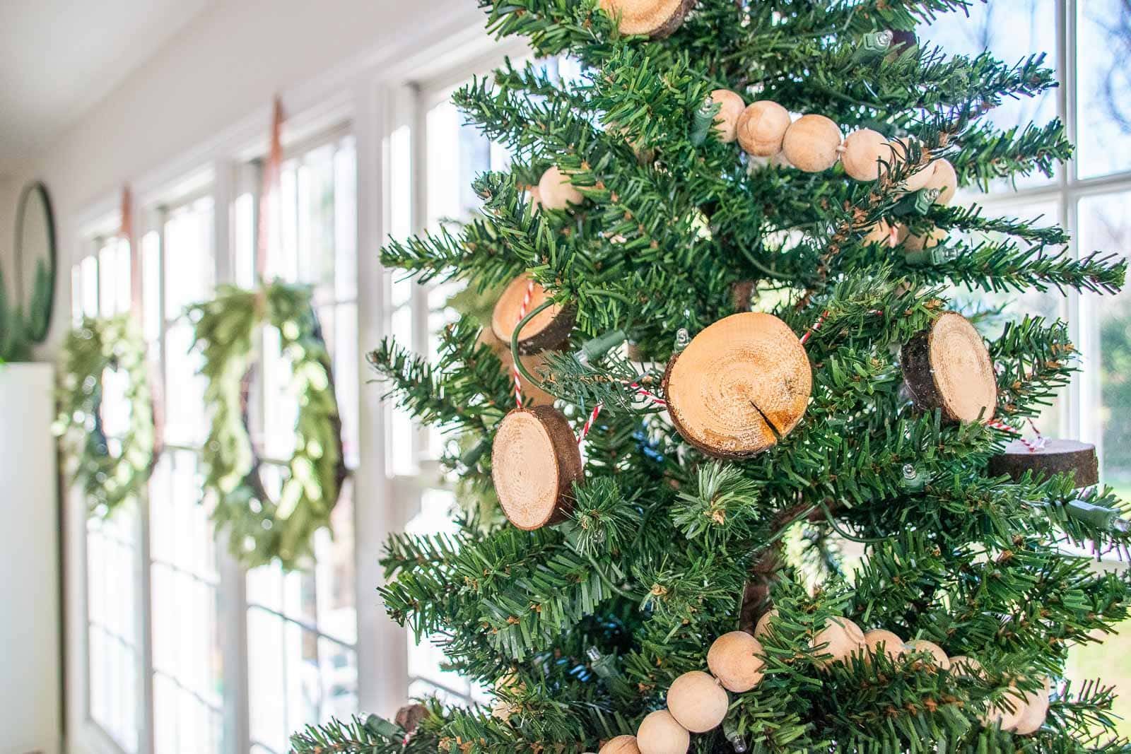 sliced wooden garland