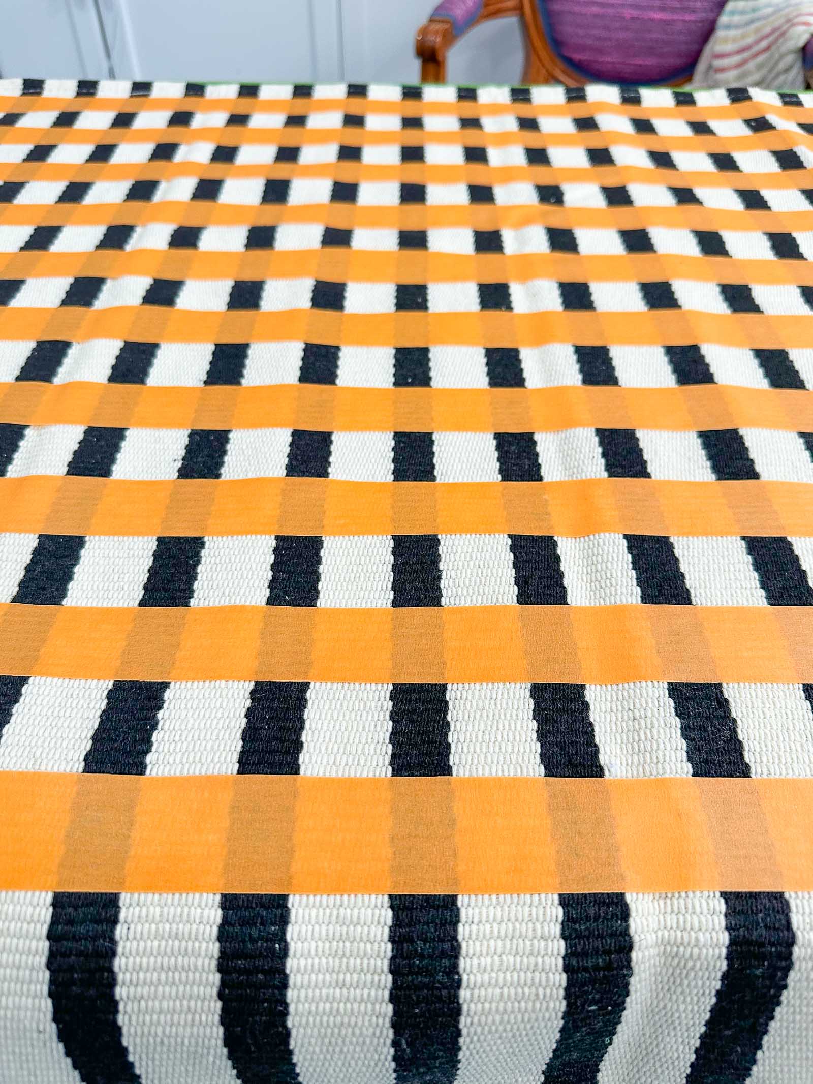 taped off striped rug