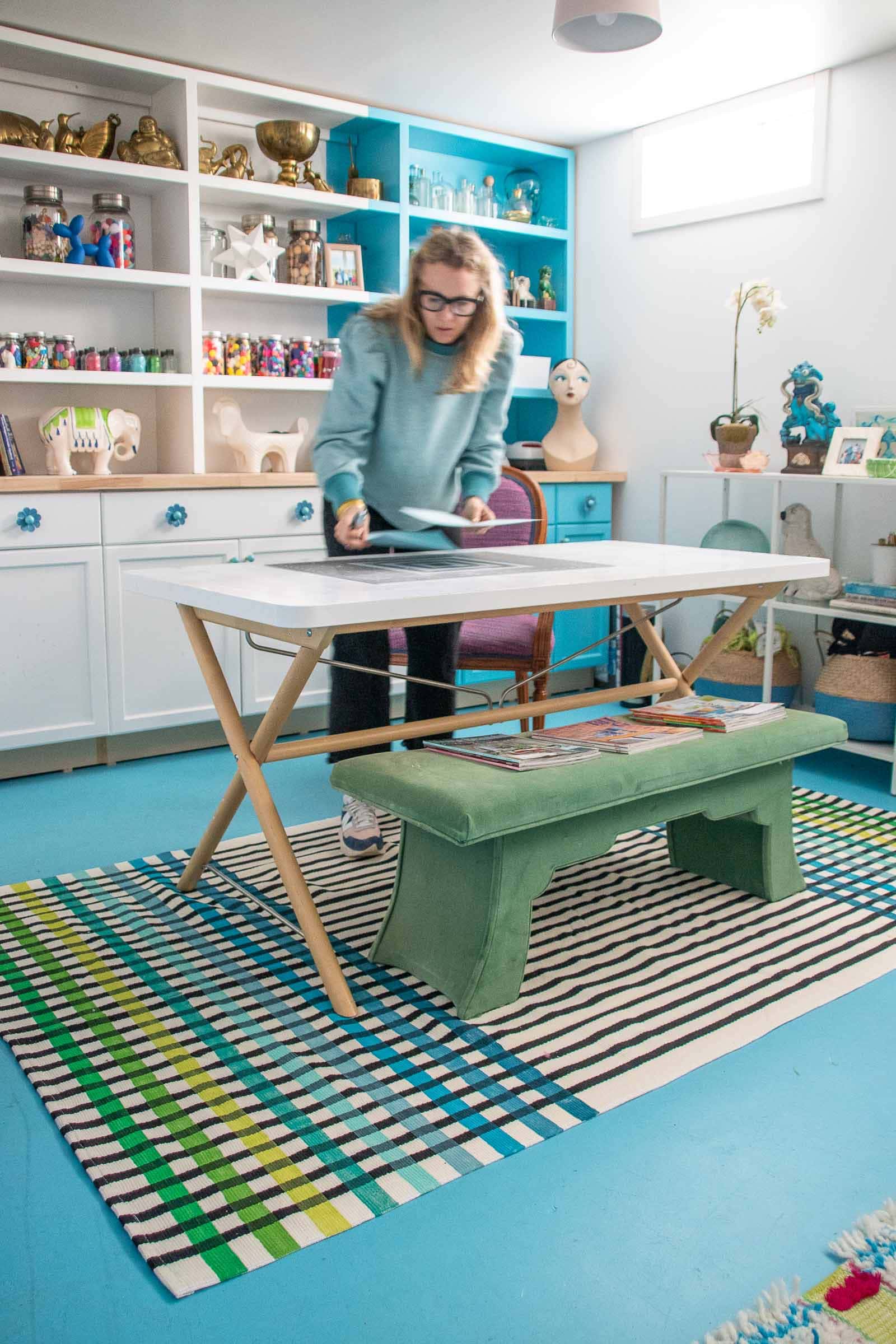 painted striped rug