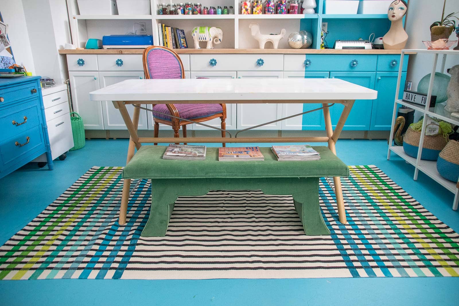 painted striped rug