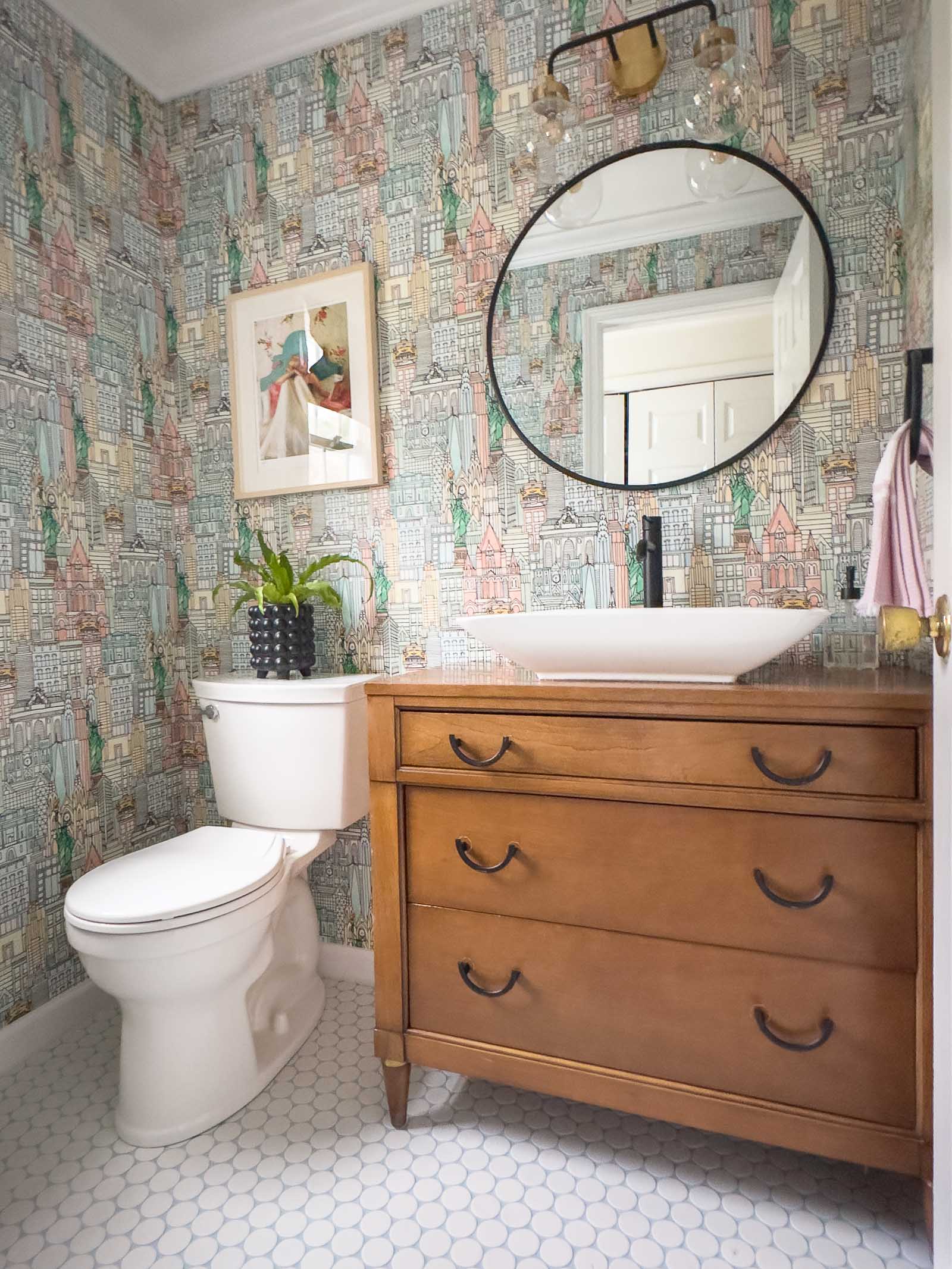 finished powder room makeover