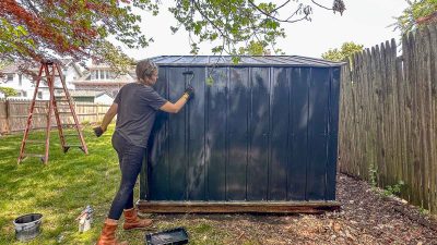 painting our backyard shed