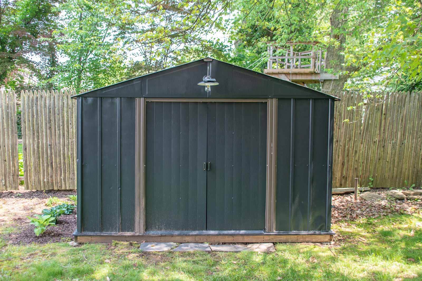 painted backyard shed makeover