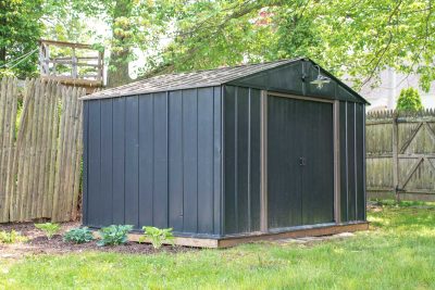 painted backyard shed makeover