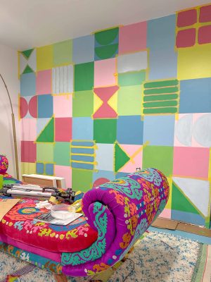 taping out mural wall