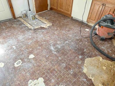 floor in the flip house kitchen