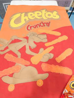 painting the cheetos bag