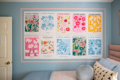 painted pink frame around poster wall