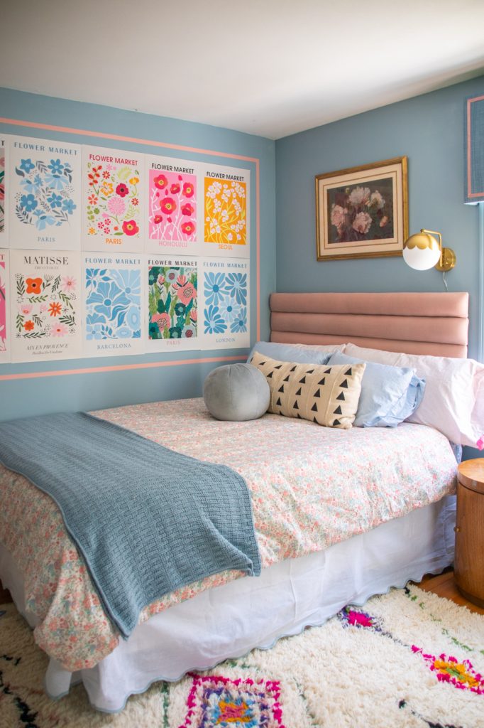 girls blue bedroom makeover bed and headboard