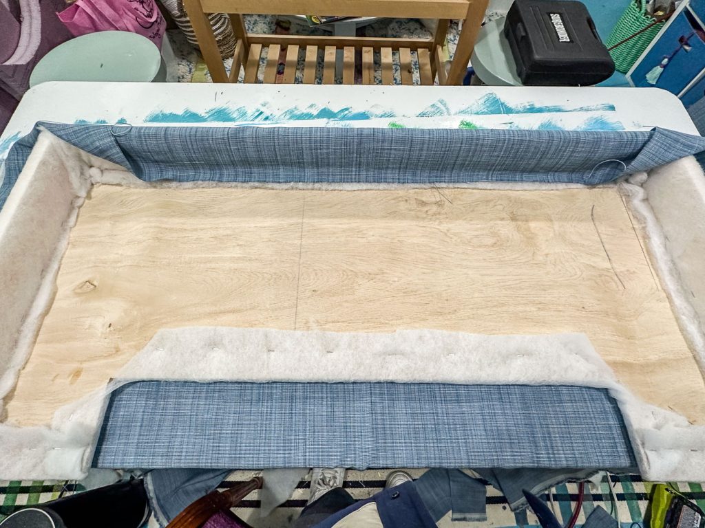 wrap the cornice board with fabric