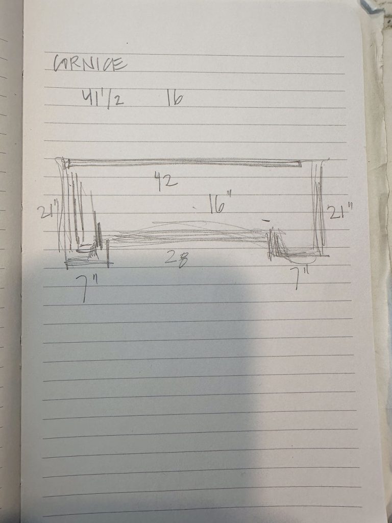 sketch of one step cornice board