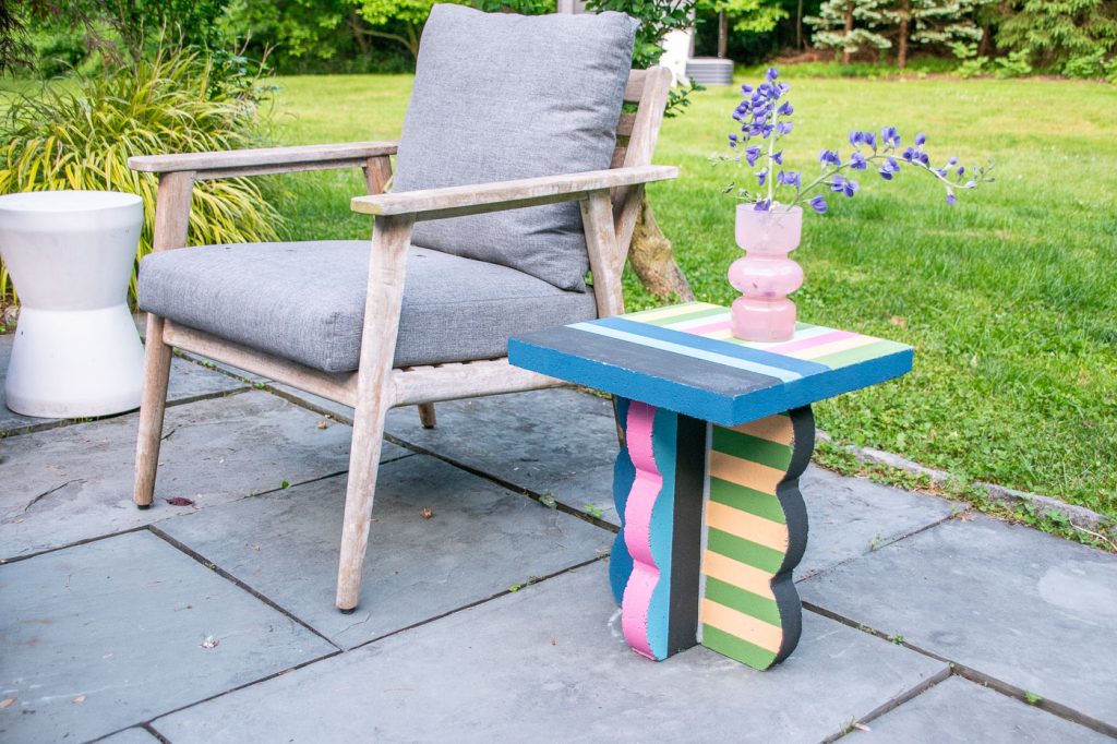 colorful painted stone paver side table