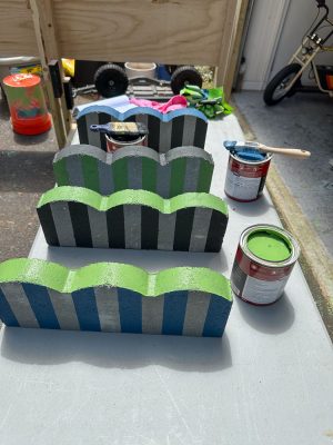 stripes on painted pavers
