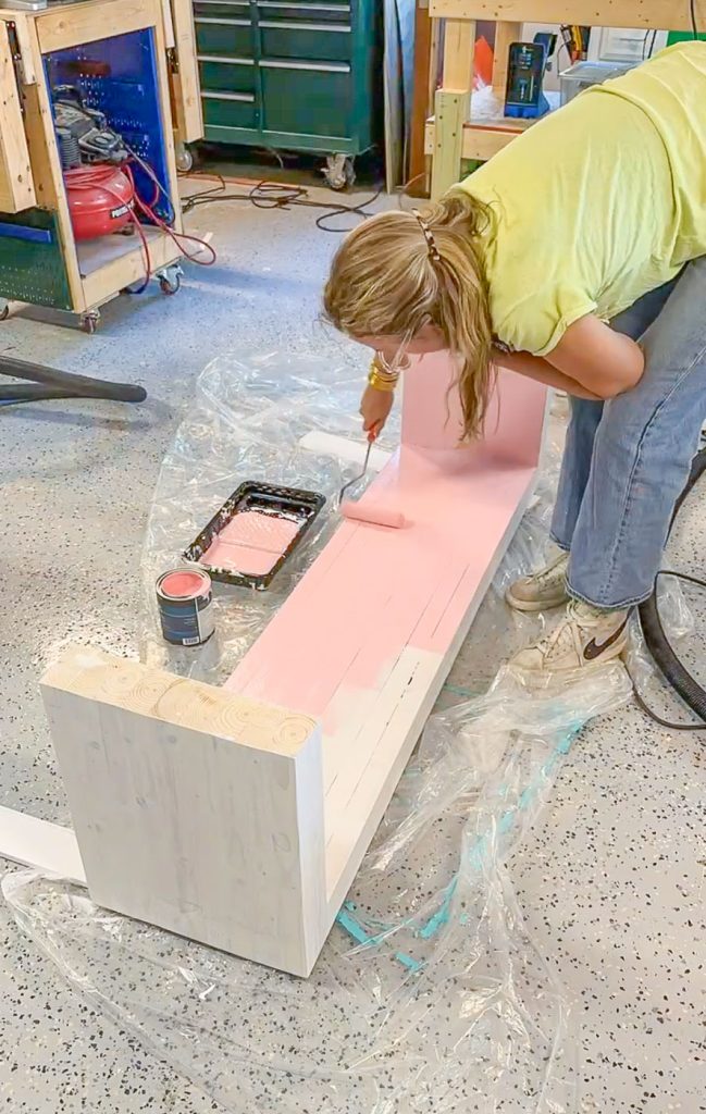 Paint bench with exterior paint