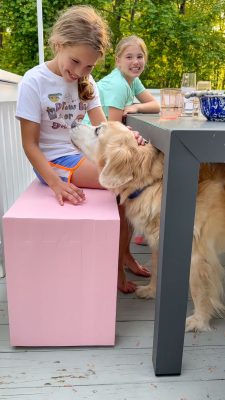 diy pink waterfall bench for our back deck