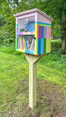 colorful painted free little library